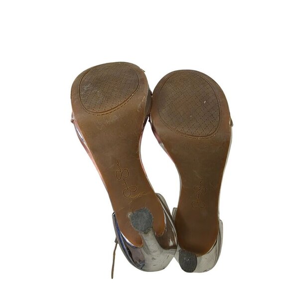 Silver Stiletto Heels Open Toe Ankle Strap Sandals Womens Size 7.5 - Picture 11 of 14